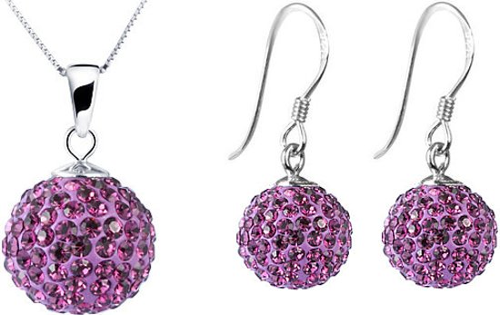 ESTOUS Sparkling Balls set, Ketting en Oorbellen Paars