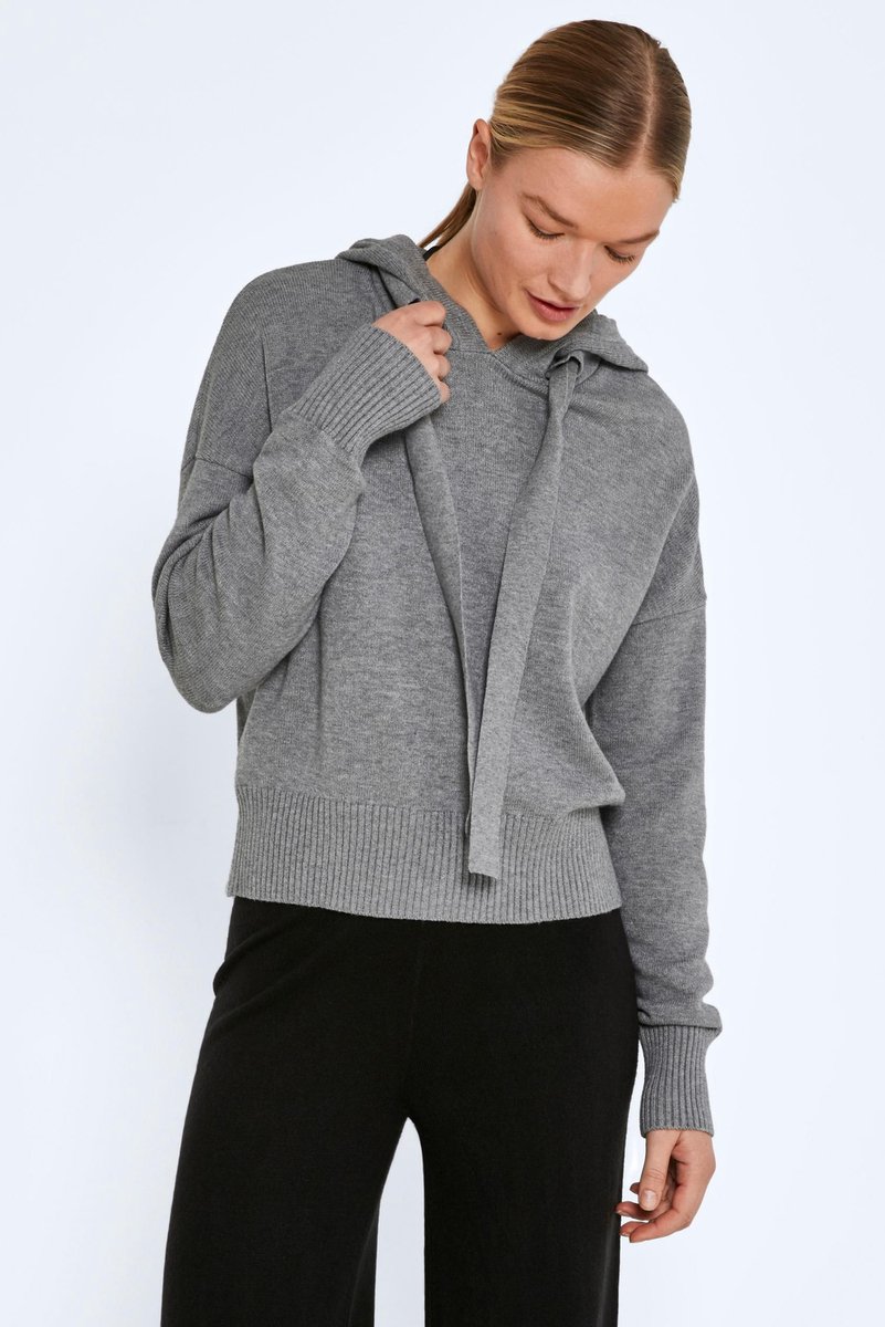 Noisy may - Maat S - Trui Nmship L/s Hoodie Knit Bg Noos 27016491 Medium Grey Melange Dames