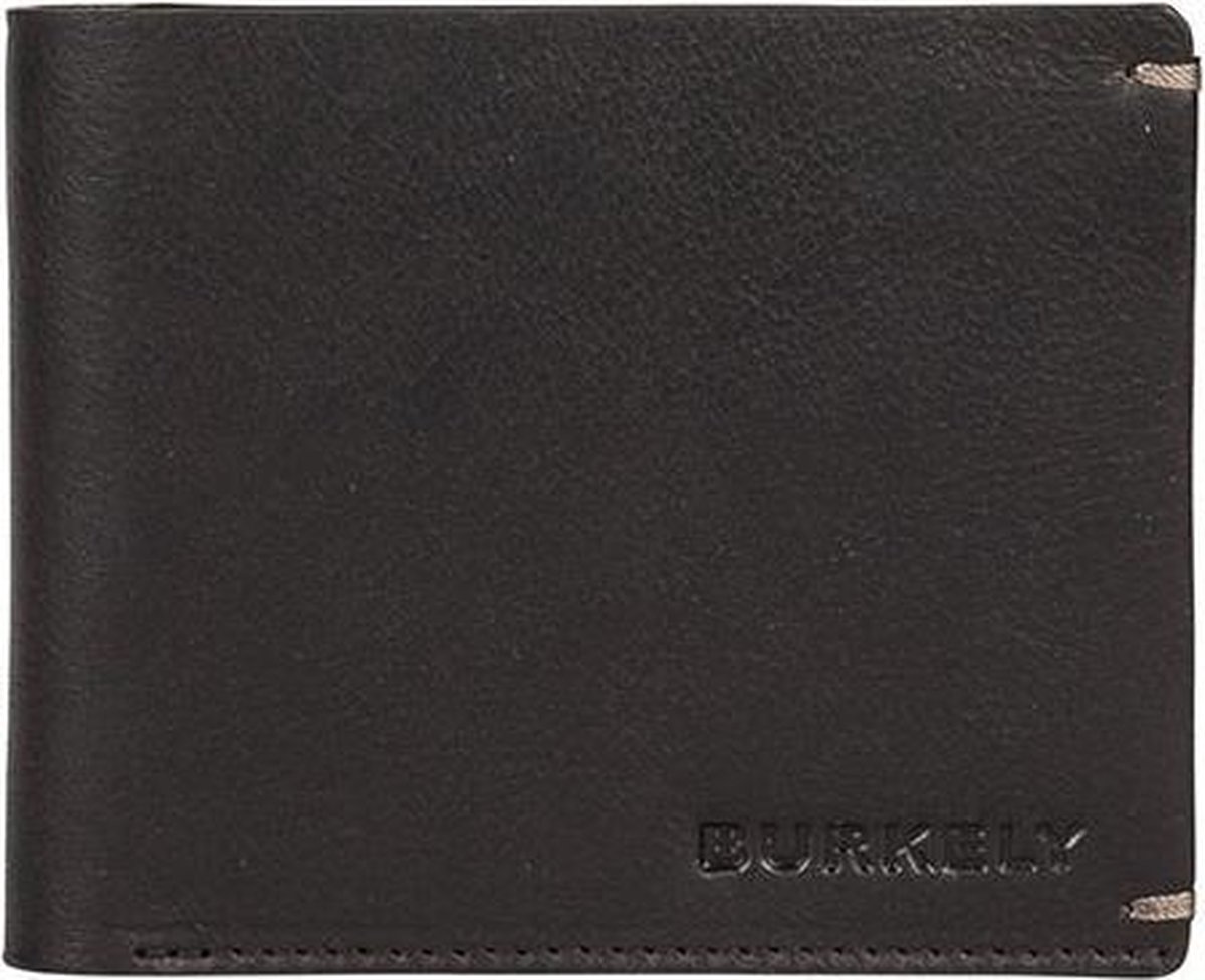 portemonnee, leren, zwart, bifold, textiel/leer combinatie