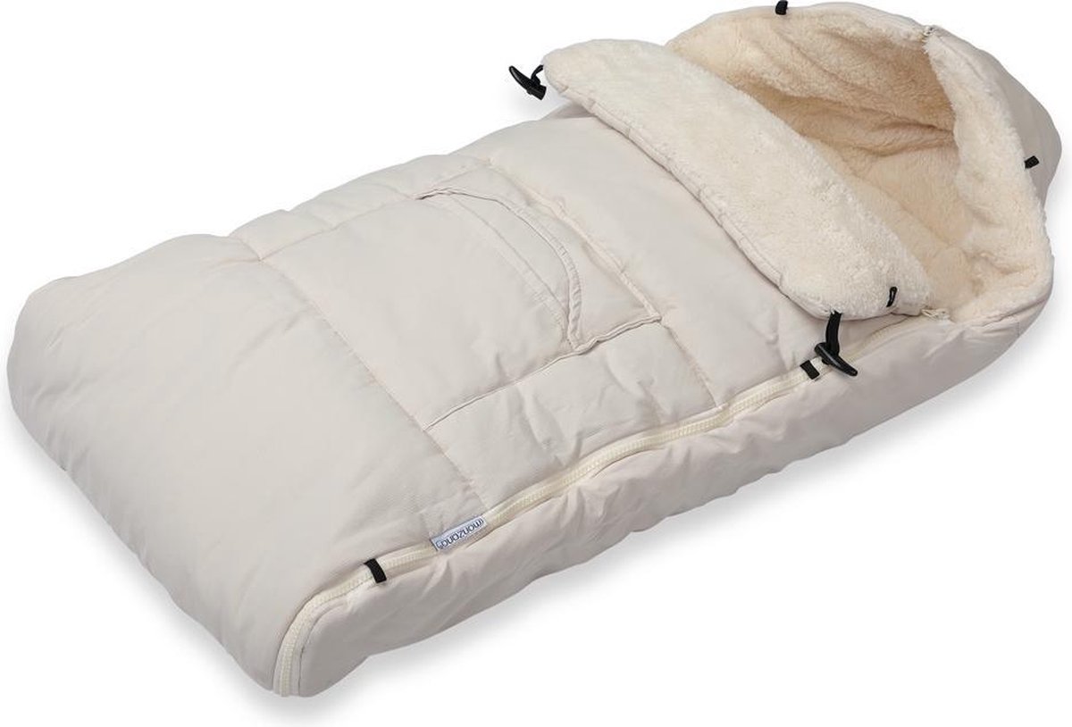 Monzana Kinderwagen Voetenzak Beige | Teddy | Maxi-Cosi | met Opbergtas