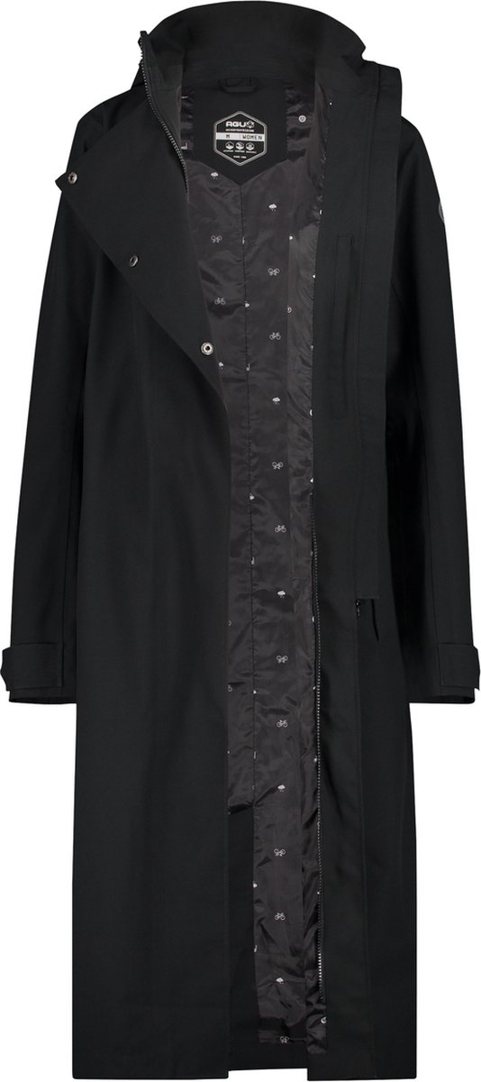 AGU - maat M- Trench Coat Long Regenjas Urban Outdoor Dames - Zwart