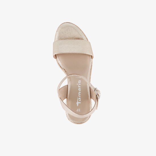 sandal, sandalen, sandalen met enkelband, beige, open-toe