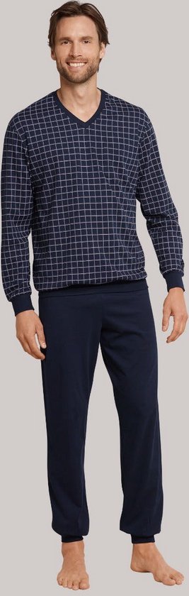 Schiesser - maat M- Heren Pyjama - Donkerblauw - V hals