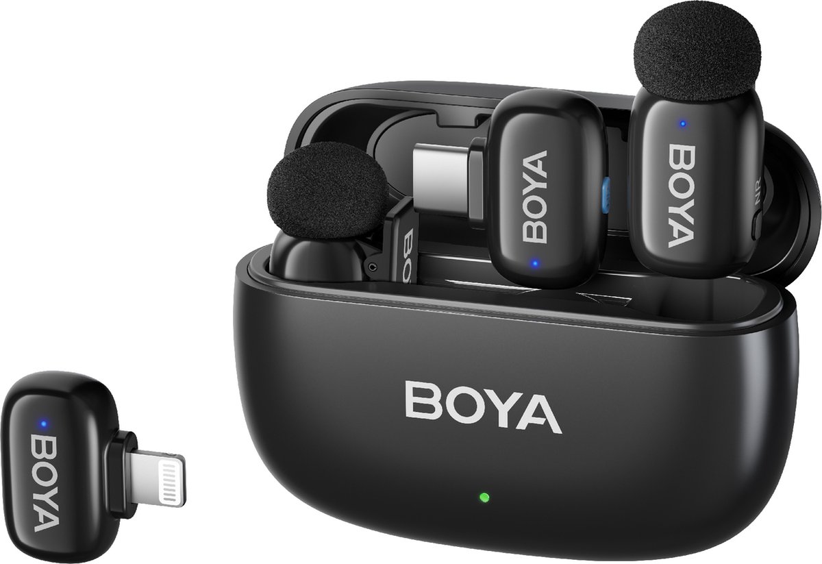 true wireless, in-ear, oordopjes, case, blauwe LED