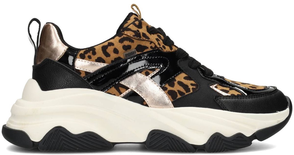 sneaker, sneaker met wedge, leopard patroon, multicolor, textiel/leer combinatie