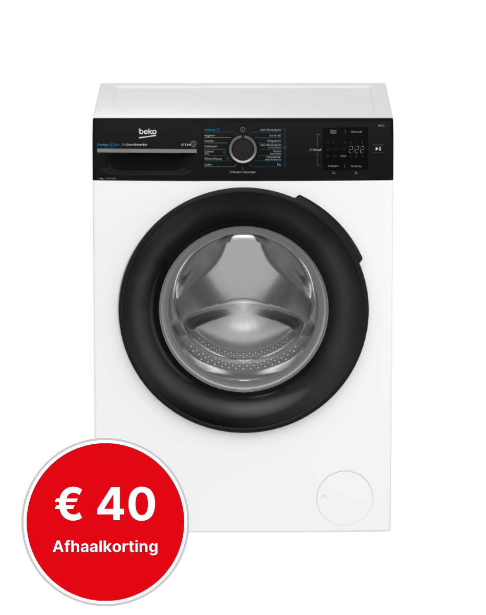 wasmachine, frontload, witte kast, digitale display, aandrijving met trommel