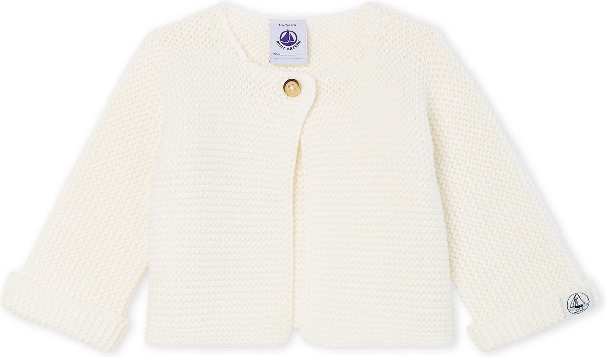 woolen cardigan, cream color, button closure, knitted cardigan, long sleeves