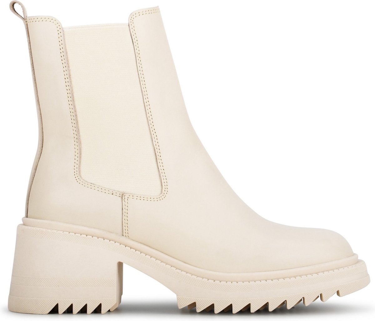 boots, ankle boot, chelsea boot, cream color, chunky heel
