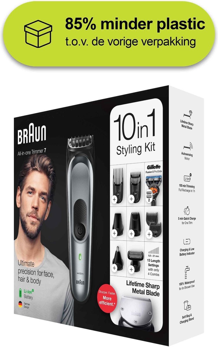Braun Multigroomer 7221 - 10 in 1 Trimmer - Baardtrimmer Haartrimmer Bodygroomer