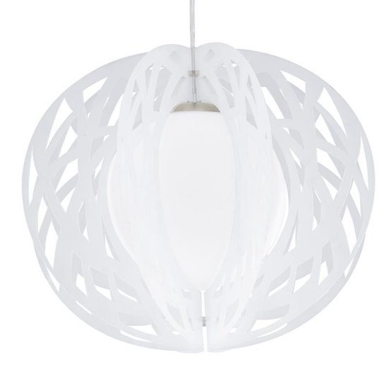 EGLO Forca - Hanglamp - 1 Lichts - Ø400mm. - Nikkel-Mat - Gesatineerd, Wit