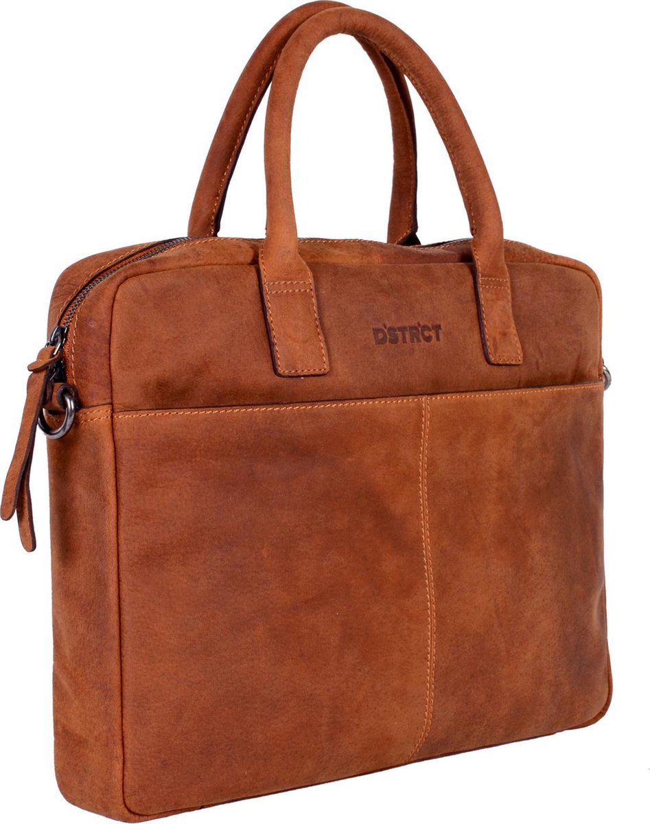DSTRCT Wall Street Leren Laptoptas - 15,4 inch - Cognac