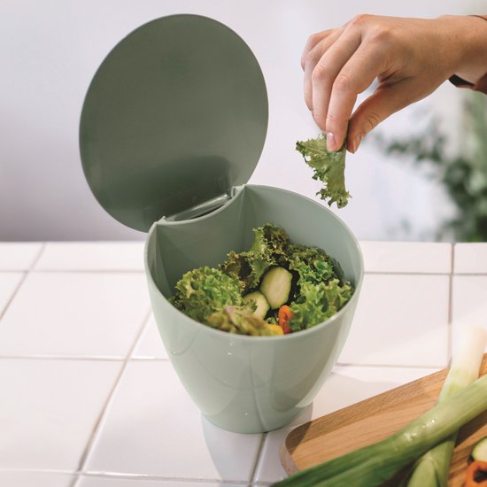 Mepal Calypso afvalbakje – 2,2 liter – Afvalbakje aanrecht met deksel – Nordic sage