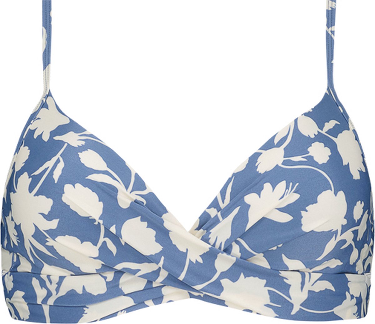 bikini top, driehoek bikini, blauw bloemen, onderbeugel, zwemkleding