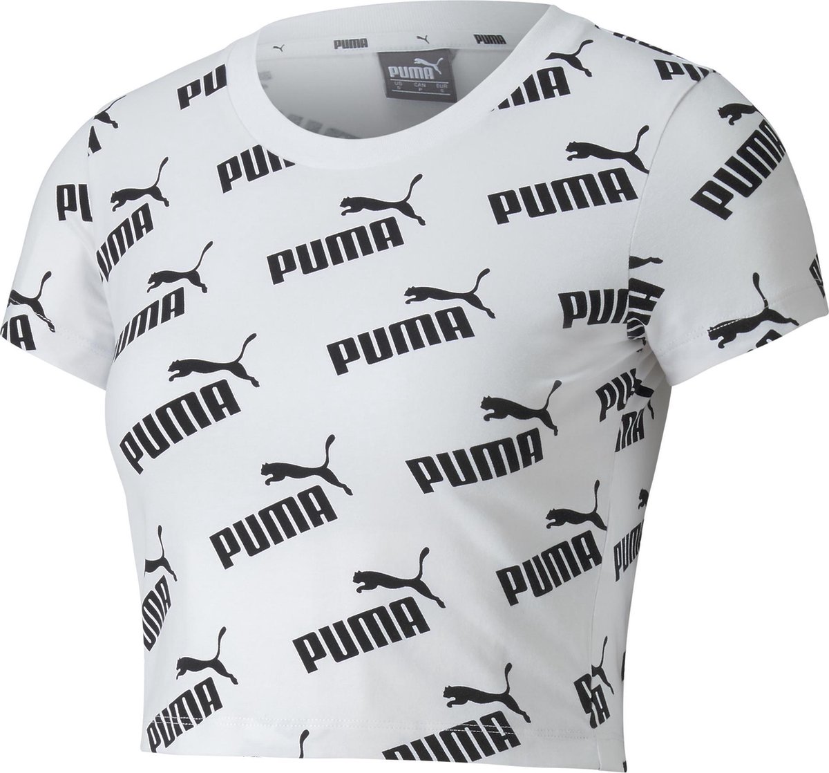 PUMA - Maat S - Amplified AOP Fitted Tee Dames Shirt - Puma White