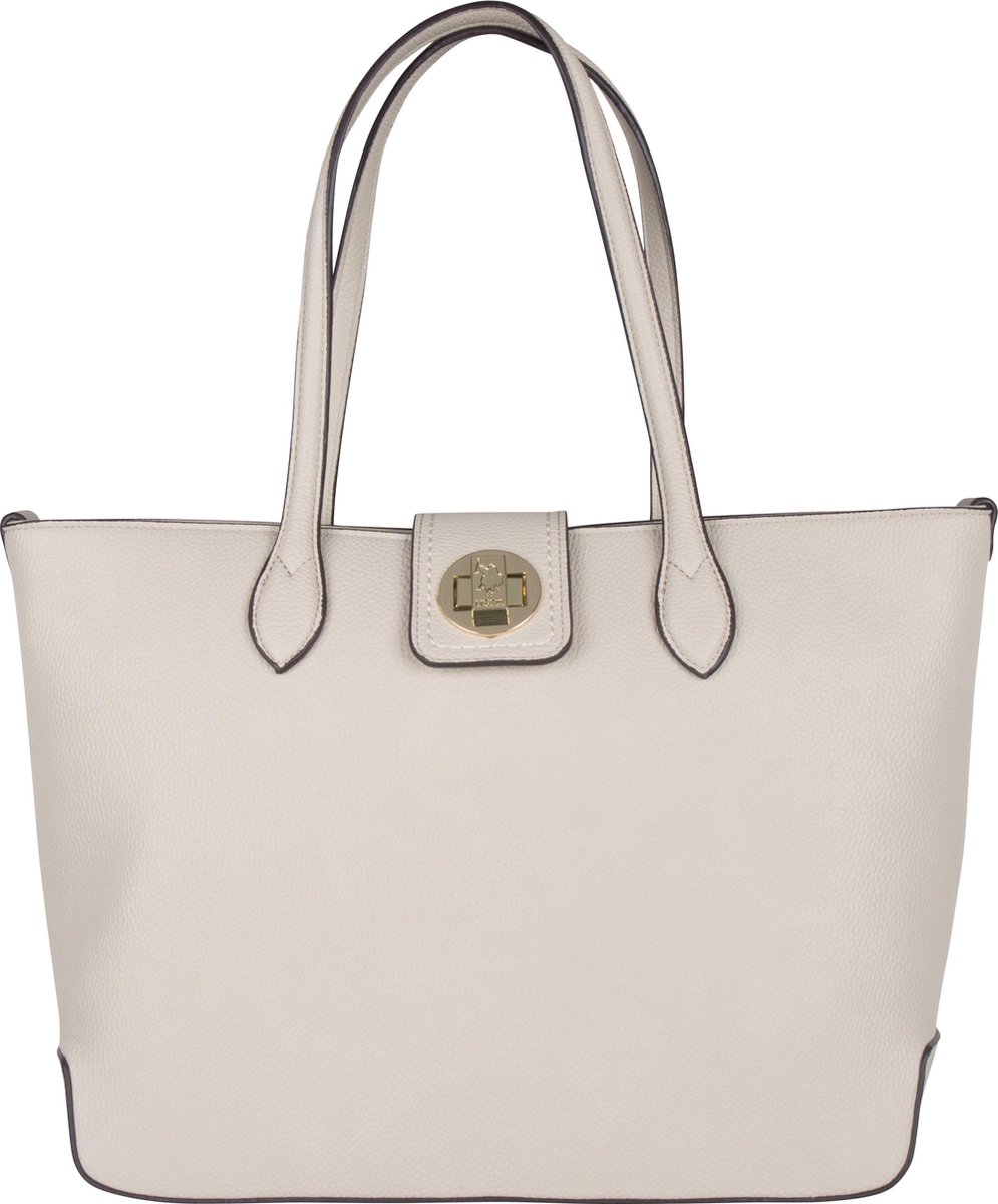 tote bag, handtas, creme kleur, fundued- leer, magnetische sluiting