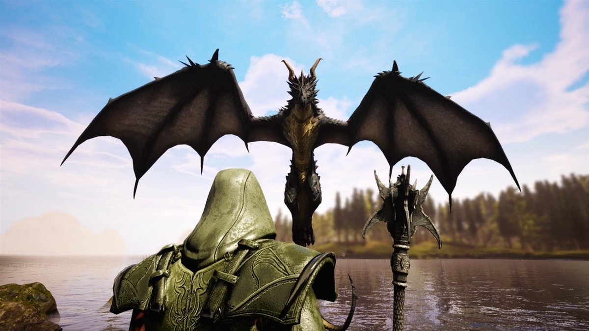 drake, draken, vliegend monster, ridder, speer