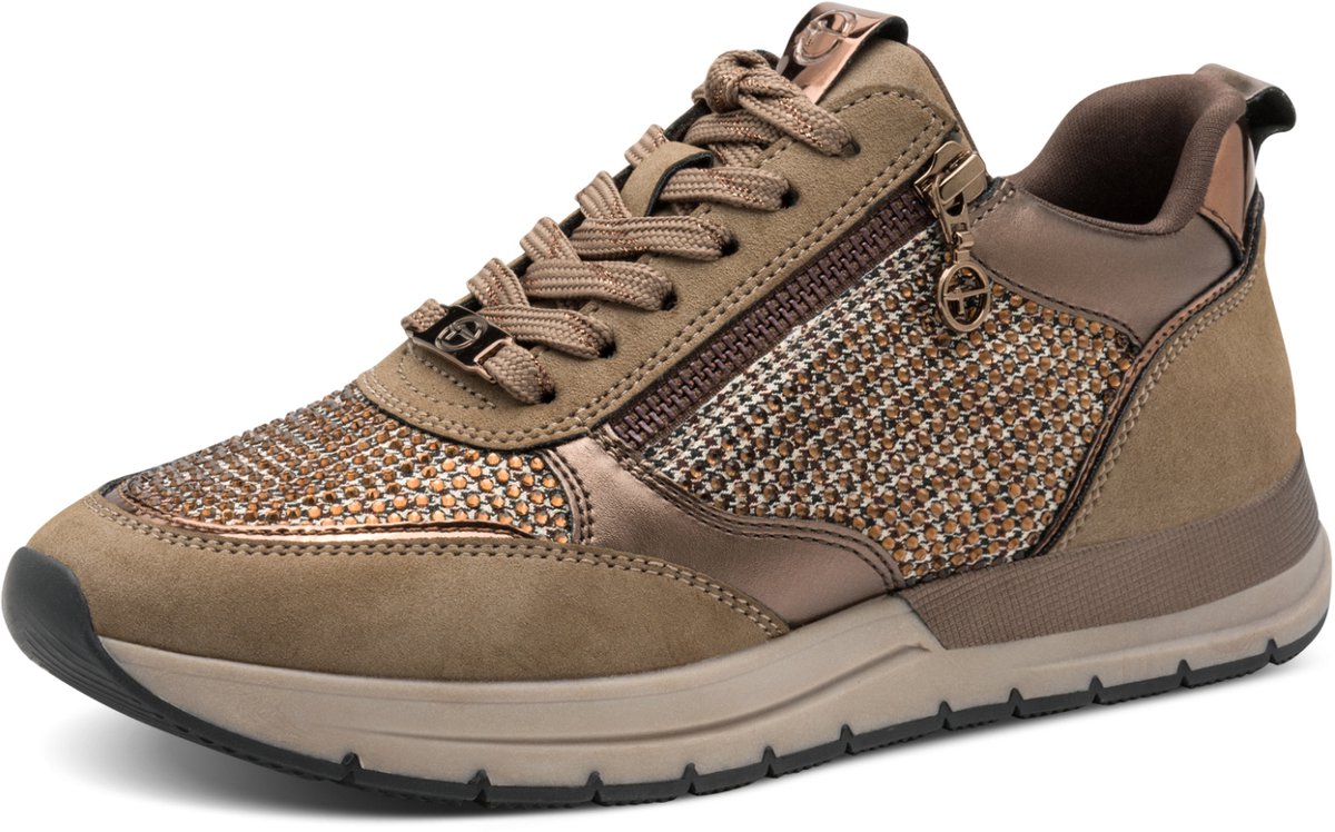 sneaker, sportschoen, meshtextuur, zachtbruin, veterboot-achtig