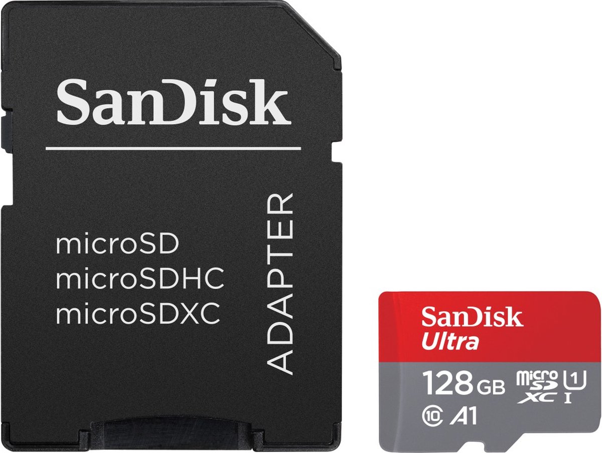 SanDisk Ultra + Adapter microSDXC-kaart 128 GB A1 Application Performance Class, UHS-Class 1