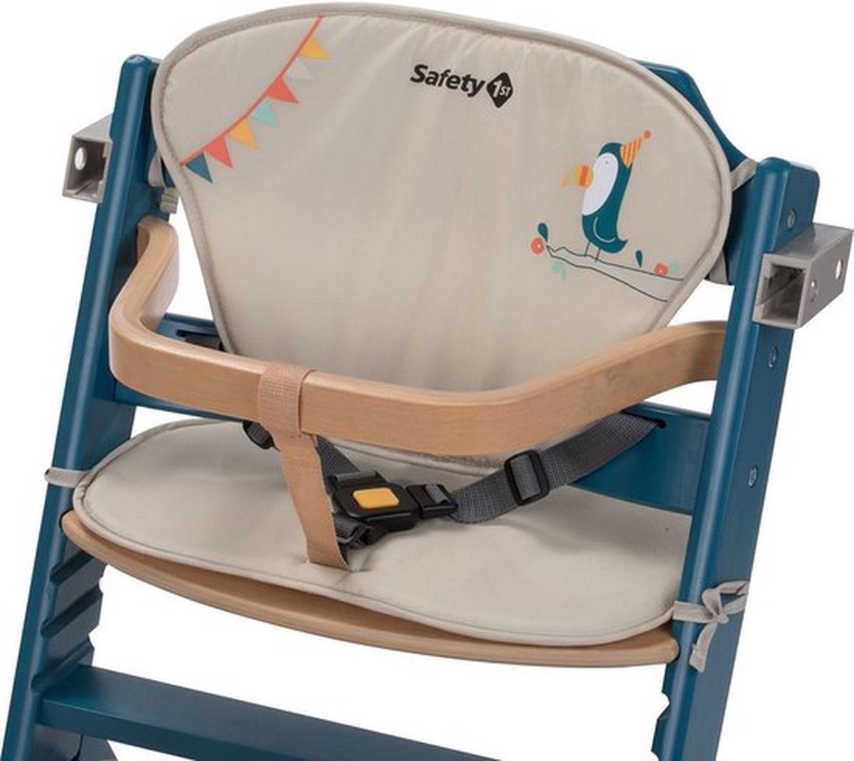 Safety 1st Timba Kinderstoel Inclusief Kussen - Petrol Blue Wood/Happy Day