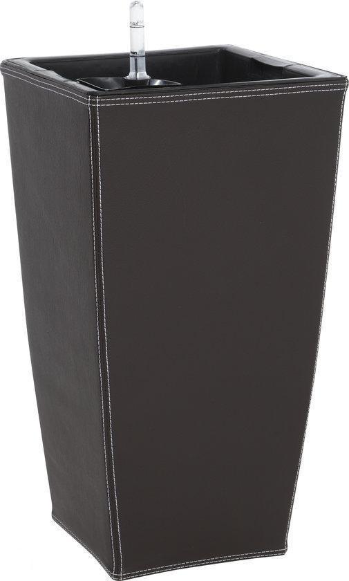 Luxury Collection Plantenbak in Lederlook, 26x26x50cm, voor binnen, bruin