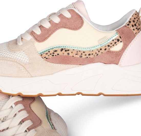POSH by Poelman CHARLIE -maat 39- Dames Sneakers - Beige met combinatie