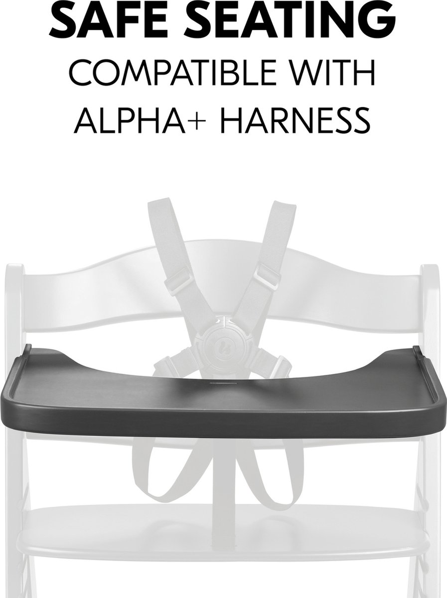 Hauck Alpha+ Wooden Tray Dark Grey van FSC®-gecertificeerd beukenhout