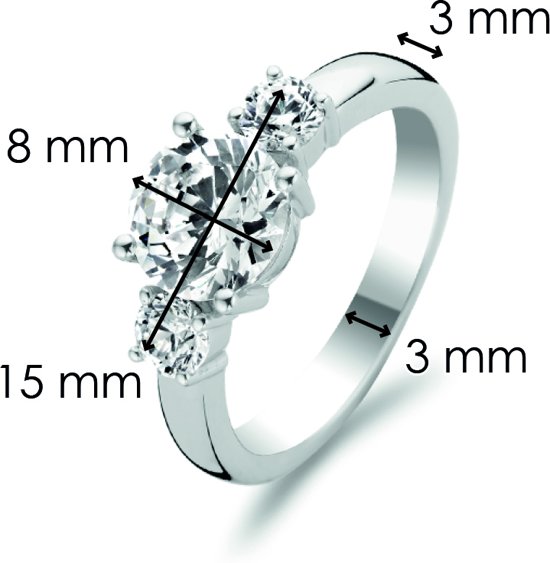 TI SENTO Milano Ring 1797ZI - Maat 17,25 mm - Gerhodineerd Sterling Zilver