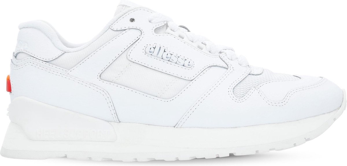 sneaker, wit, mesh, leder, platformssole