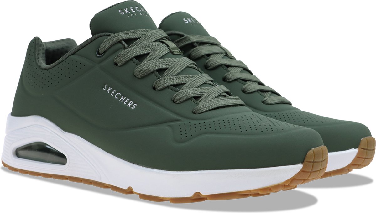 Skechers - maat 42 - Uno Stand On Air Heren Sneakers - Olijfgroen