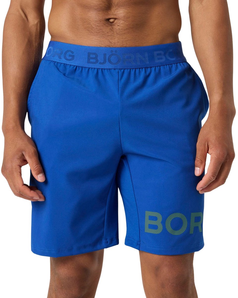 shorts, blauw, athletisch, elastische+band, logo-band