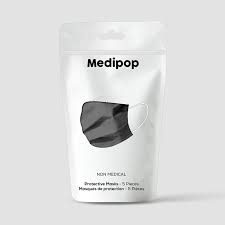 MEDIPOP D MASK DESPOSABLE 5 PACK ZWART - Mondkapje