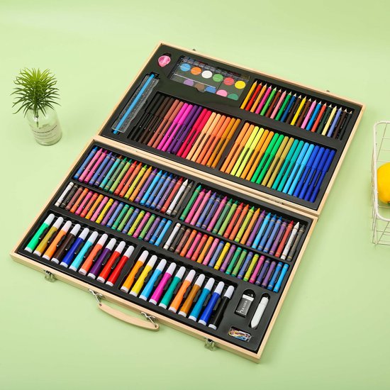 Tekendoos | 180-delig | Creativiteitsdoos voor kinderen | Kleuren | Schminken | tekenen | Knutselen
