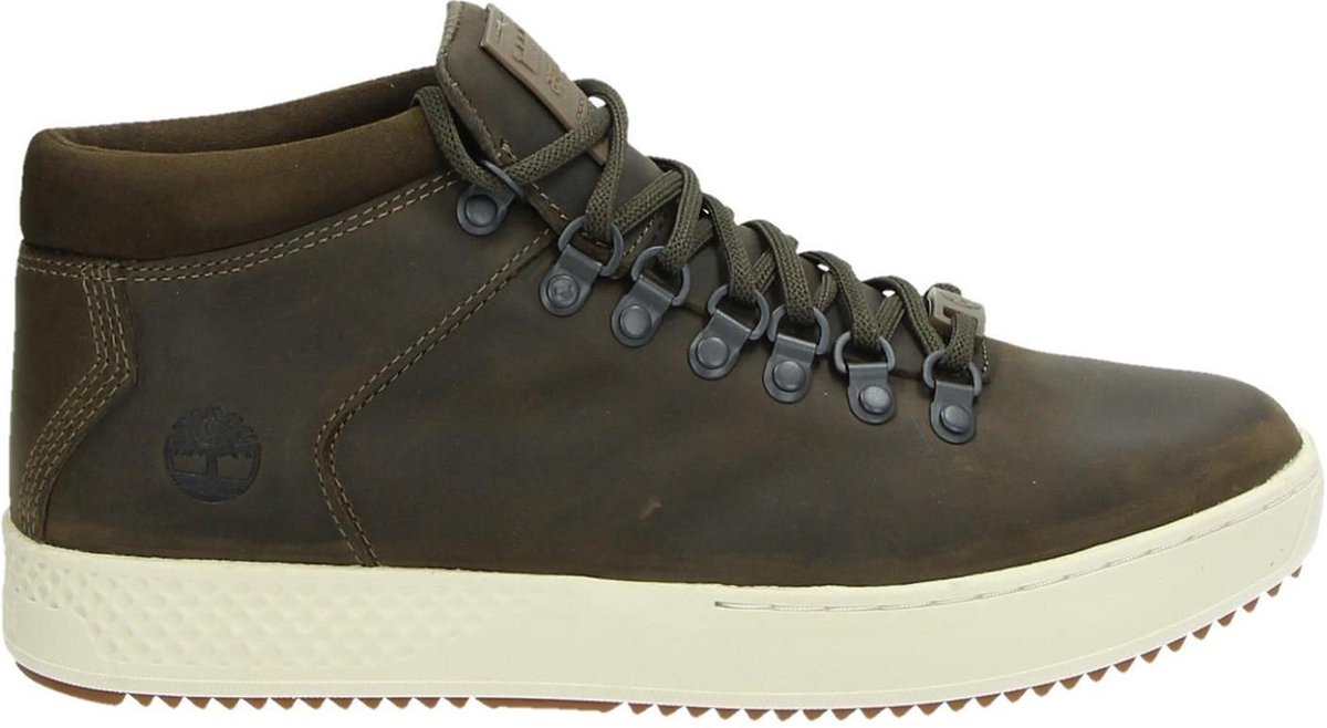 hiker boot, bruin leer, middellange schoen, vetersysteem, crepe zool