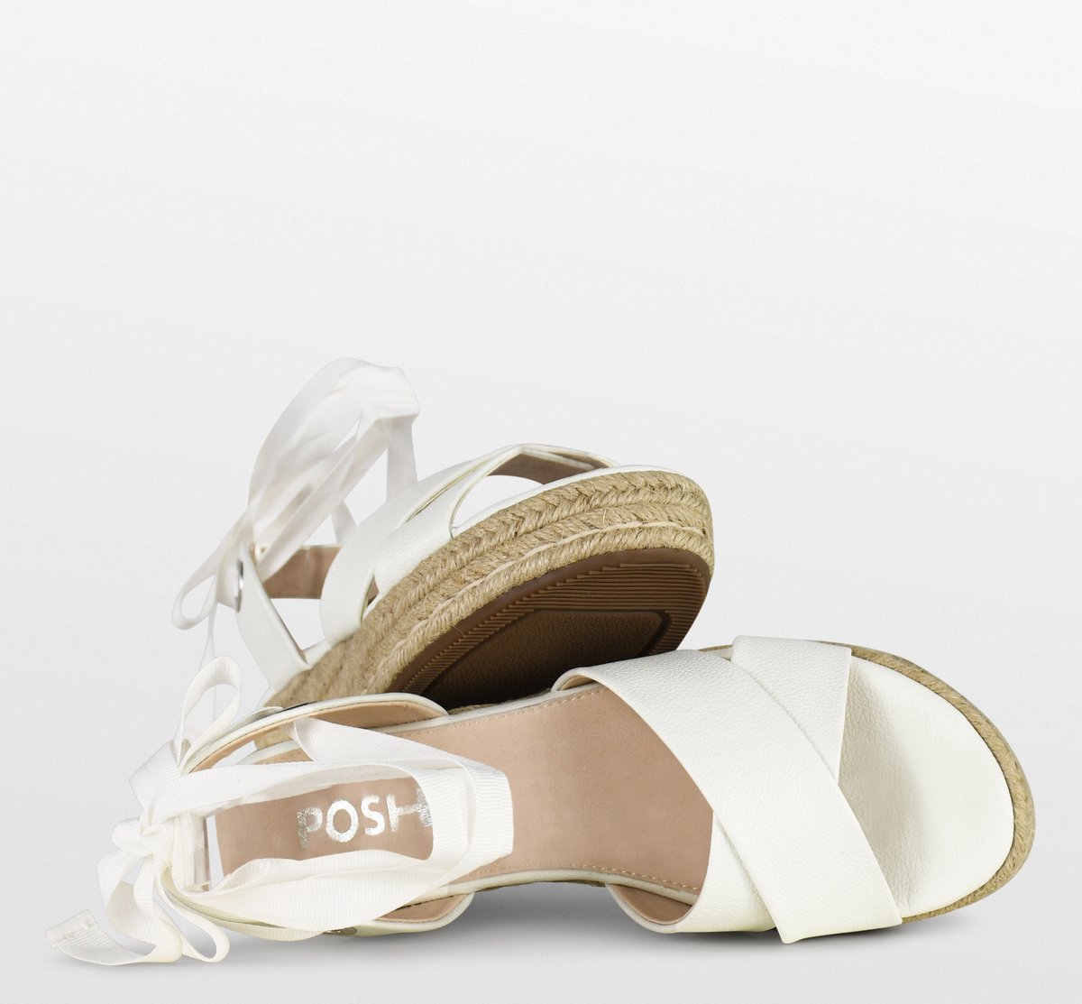 POSH by Poelman SAAR Dames - 37 - Sandalen/Espadrilles - Wit