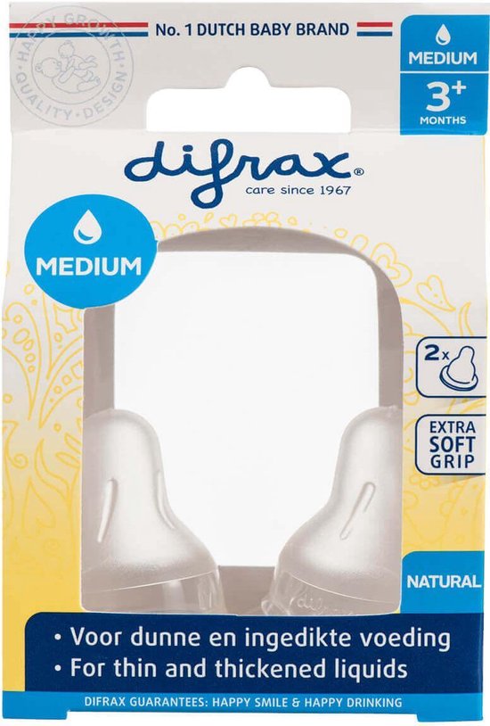 Difrax Flesspeen Natural medium - 2 stuks