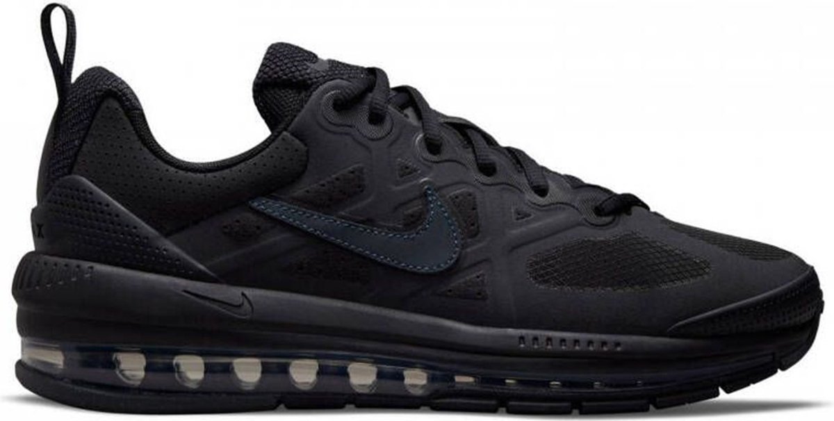 sneaker, zwart, mesh, middenzool, veters