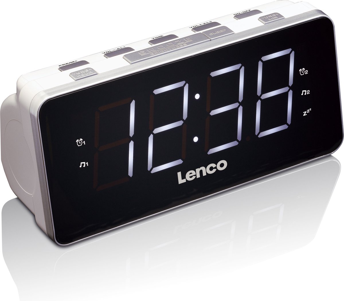 Lenco CR-18 White - Wekkerradio met LED display - Wit