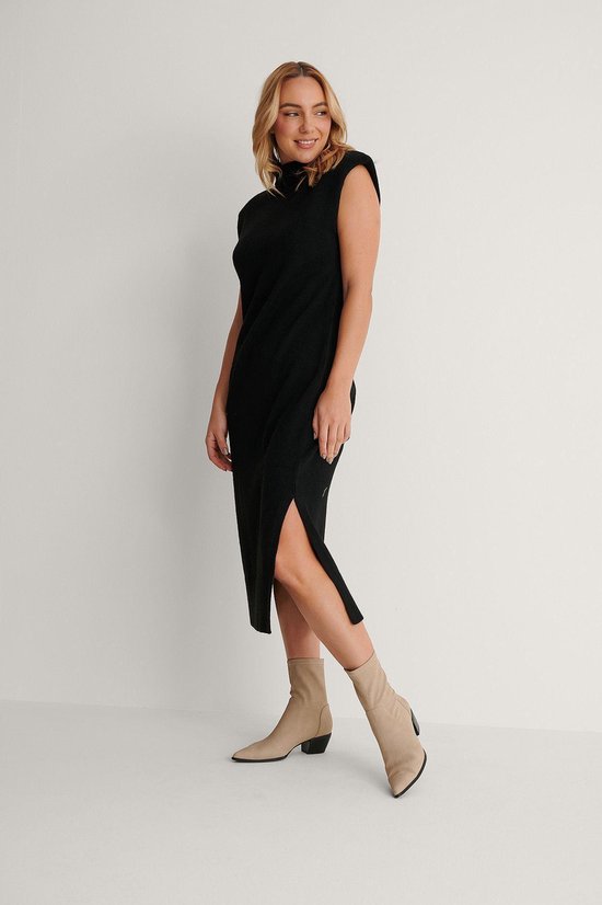 NA-KD  - Maat M - Padded High Neck Midi Dames Jurk