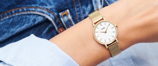 Cluse Boho Chic Petite Mesh White, Gold Colour - 28 mm