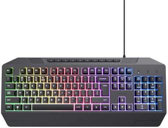 Trust GXT836 Evocx - Gaming Keyboard met Verlichting - Polssteun - Multimedia toetsen - Qwerty US -