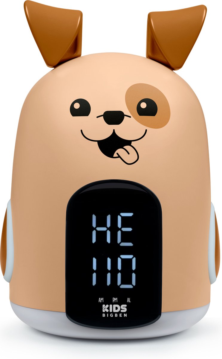 digitale klok, kinderen, hond ontwerp, bruin, wekker