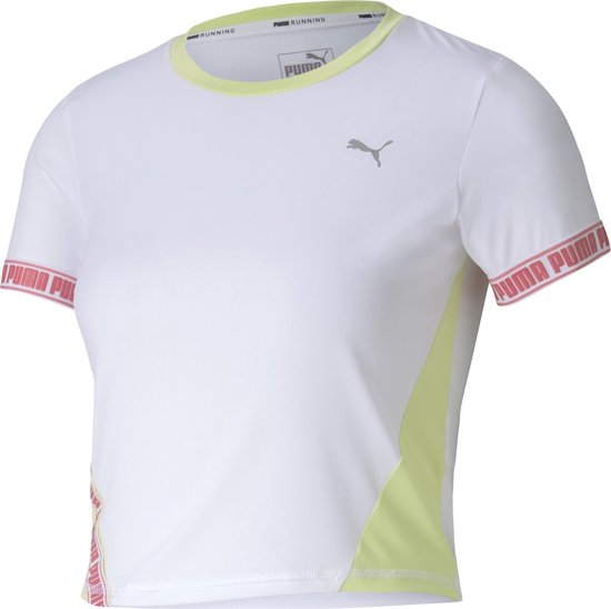 PUMA - Maat L - Last Lap Cropped SS Tee Dames Sportshirt - Puma White