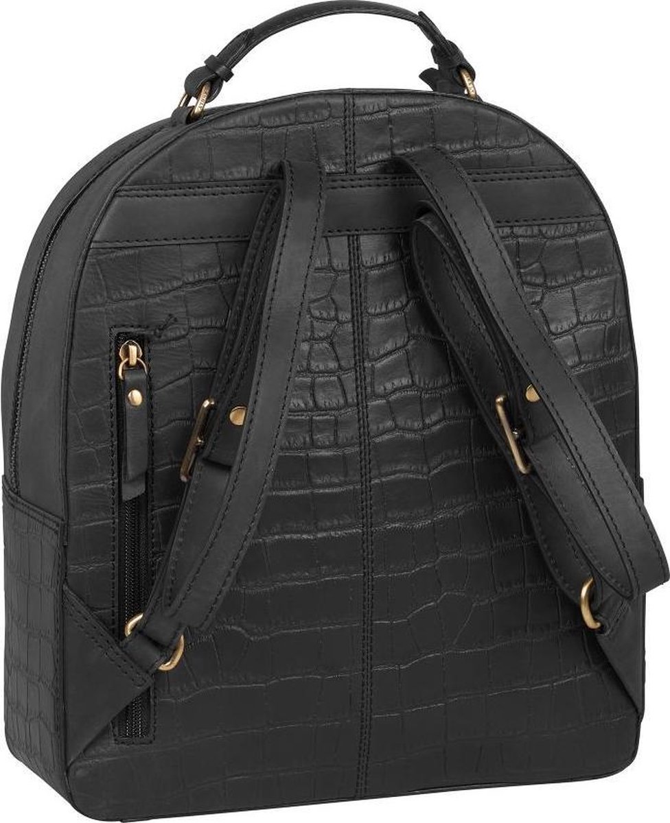 BURKELY CROCO CASSY BACKPACK Dames Leren Rugzak - Zwart