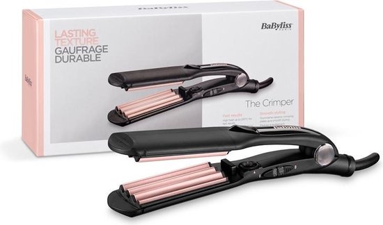BaByliss 2165CE - Wafeltang - The Crimper - Textuurtang - 45x120mm Warm Zwart, Roze 1,8 m