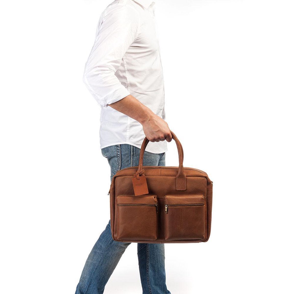 laptoptas, heren, bruin, leren, bagage