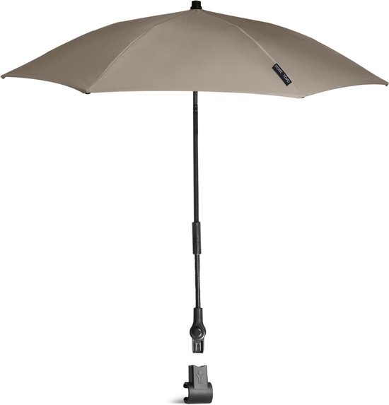 tuinparaplu, paraplu met staaf, telescopische paal, klembevestiging, grijs-beige