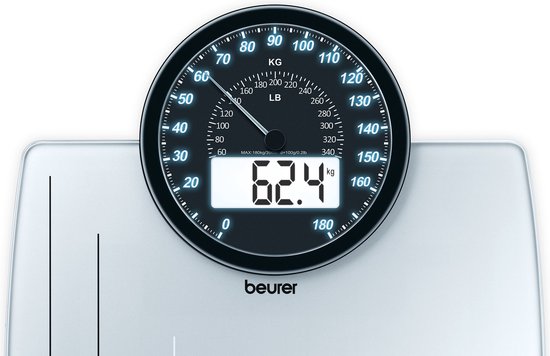 Beurer GS 58 Personenweegschaal - Rond analoog + digitaal cockpit display / wit verlicht - Quick sta