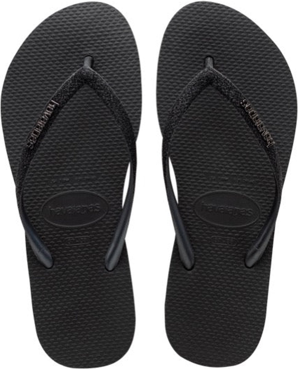 Havaianas - Maat 41/42 - Slim Glitter II Dames Slippers - Black/DARK Grey