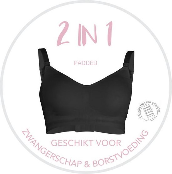 Carriwell - Maat M - Naadloze Padded Voedingsbh - Black