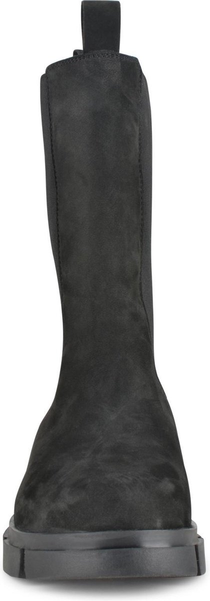 PS Poelman Lynn Dames Nubuck Leren Chelsea Enkellaarzen - 38 - met Elastiek - Zwart